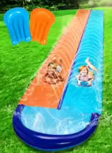 Mega Splash Racer™ – 32.5ft Dual-Lane Lawn Water Slide with Sprinklers & Inflatable Boards